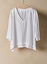 V Neck Linen Loose Blouse