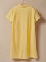 Casual Plain  Shawl Collar linen-cotton Mini Dress