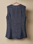 Linen Casual Plain Crew Neck Vest