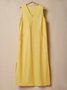Casual Plain V Neck linen-cotton Maxi Dress