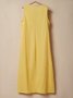 Casual Plain V Neck linen-cotton Maxi Dress