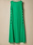 Vacation Plain Crew Neck linen-cotton Maxi Dress