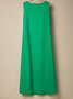Vacation Plain Crew Neck linen-cotton Maxi Dress