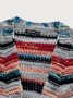 Plus size Long Sleeve Casual Striped Sweater Coat