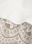 Women Hollow Out Lace Sleeveless Double Ruffle Layer Party Beach Cocktail Dress