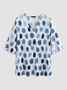 Casual Geometric V Neck Vacation Three Quarter Sleeve Blouse
