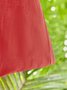 Women Solid Asymmetrical Hem Pockets Half Sleeve Casual Plus Size Cotton Linen Tunic Top
