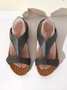 Retro Solid Color Casual Velcro Portable Sandals