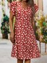 Floral Slim Pullover Women Dress Short Sleeve Floral Dress