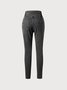 Women Casual Plain Autumn High Waist High Elasticity Daily Loose Plain Pocket Denim Jeans