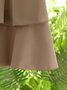 Women Hollow Out Lace Sleeveless Double Ruffle Layer Party Beach Cocktail Dress