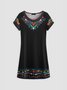 Vacation V Neck Floral Ethnic Crew Neck Short Sleeve Dress