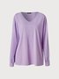Spring Fall Loose V Neck Casual Plain Long Sleeve Tunic