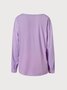 Spring Fall Loose V Neck Casual Plain Long Sleeve Tunic