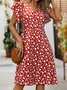 Floral Slim Pullover Women Dress Short Sleeve Floral Dress