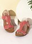 Retro Solid Color Casual Velcro Portable Sandals