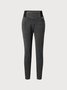 Women Casual Plain Autumn High Waist High Elasticity Daily Loose Plain Pocket Denim Jeans