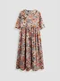 Loose Casual Floral Short Sleeve Women Dress