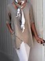 Women Solid Asymmetrical Hem Pockets Half Sleeve Casual Plus Size Cotton Linen Tunic Top