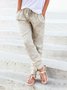 Women Drawstring Wasit Solid Shift Casual Linen Jogger Pants with Pockets