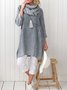 Women Pockets Plain Casual Three Quarter Sleeve Cotton and Linen Tunic Top