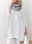 Women Pockets Plain Casual Three Quarter Sleeve Cotton and Linen Tunic Top