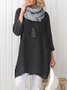 Women Pockets Plain Casual Three Quarter Sleeve Cotton and Linen Tunic Top