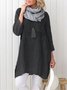 Women Pockets Plain Casual Three Quarter Sleeve Cotton and Linen Tunic Top