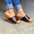 Women Fashion Style Peep Toe Slip-On Wedges Sandals