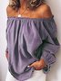 Women Casual Off Shoulder Solid 	Loose Long Sleeve Tunic Top