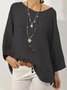 Women‘s Blose Shirt Linen Cotton Plain Loose Casual Crew Neck Long sleeve Cotton and Linen Tunic Top