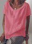 Women Casual V Neck Short Sleeve Solid T-Shirt&Tee