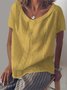 Women Casual V Neck Short Sleeve Solid T-Shirt&Tee