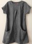 Women Linen Tunic Sewing Pattern Simple Shift Pockets Cotton-Blend Short Sleeve Shirt