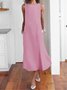 Casual Solid Sleeveless Pockets Long Summer Dress