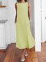 Casual Solid Sleeveless Pockets Long Summer Dress