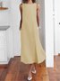 Casual Solid Sleeveless Pockets Long Summer Dress