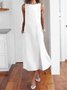 Casual Solid Sleeveless Pockets Long Summer Dress