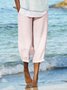 Elastic Waist Loose Summer Pockets Solid Casual Cotton Linen Pants