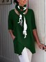 Women Solid Asymmetrical Hem Pockets Half Sleeve Casual Plus Size Cotton Linen Tunic Top