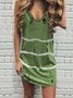 Casual Striped Cutout V-neck Sleeveless Midi Dress