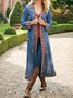 Blue Lapel Casual Striped Overcoat