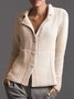Women Beige Plain Cotton-Blend Casual Cardigans