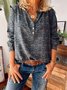 Casual  Vintage Floral V Neck Long Sleeve Top