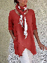 Women Solid Asymmetrical Hem Pockets Half Sleeve Casual Plus Size Cotton Linen Tunic Top