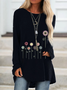 Casual Floral Crew Neck Long Sleeve Top