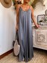 Gray V Neck Spaghetti-Strap Maxi Weaving Dress