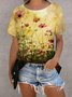 Floral Printed Casual Cotton T-Shirt