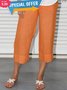 Summer Casual Elastic Waist Solid Loose Capris Linen Pants