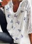 Short Sleeve Floral Cotton-Blend Top